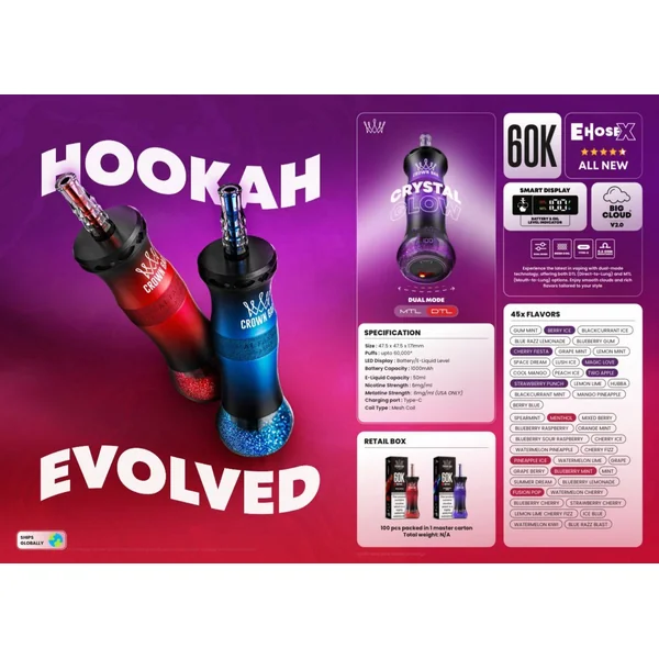 Crown Bar Al Fakher E Hose X 60K Disposable Vape Box of 10