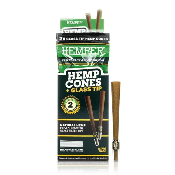 Hemper King Size Pre-Rolled Hemp Cones with Glass Filter Tips