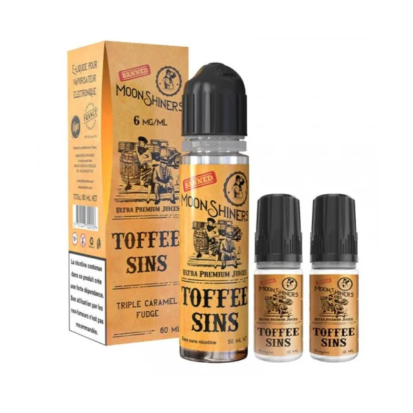 Toffee Sins 60 ml (Pack liquide et booster) - Moon Shiners